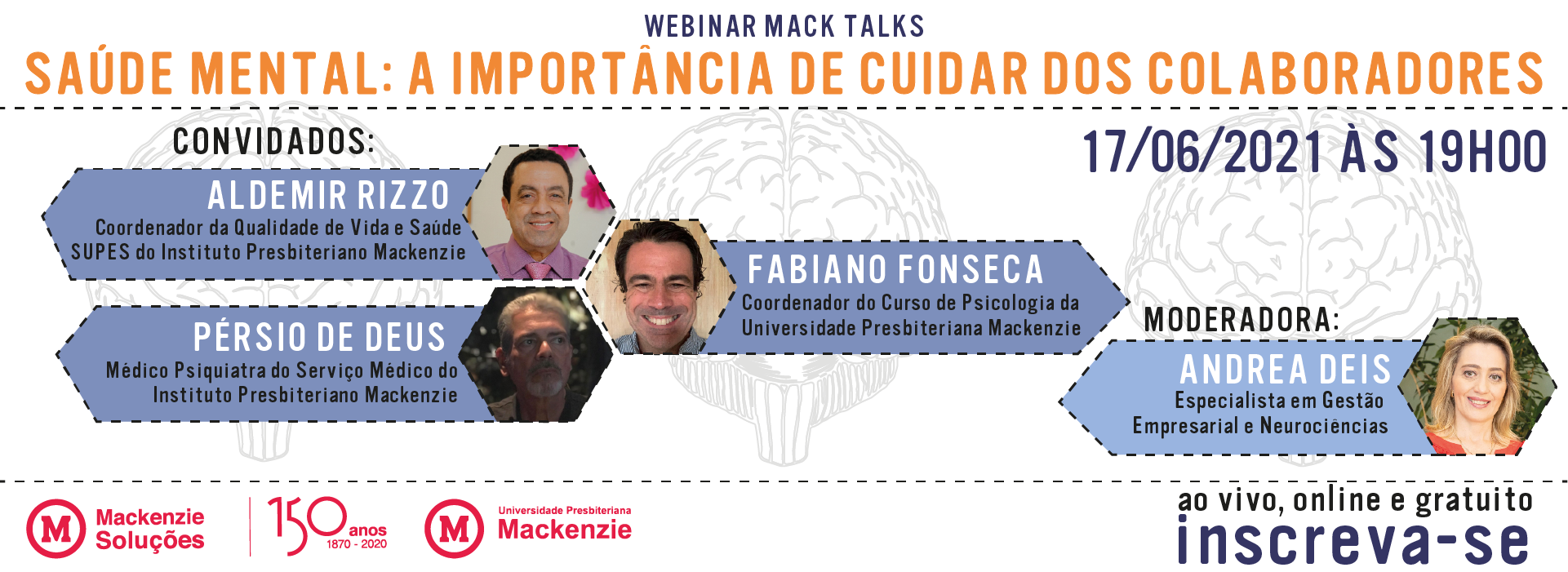 Banner com fotos dos convidados do Webinar