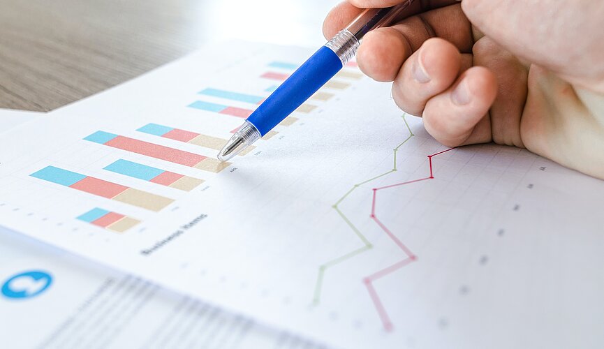 A imagem apresenta uma pesquisa com gráficos. 