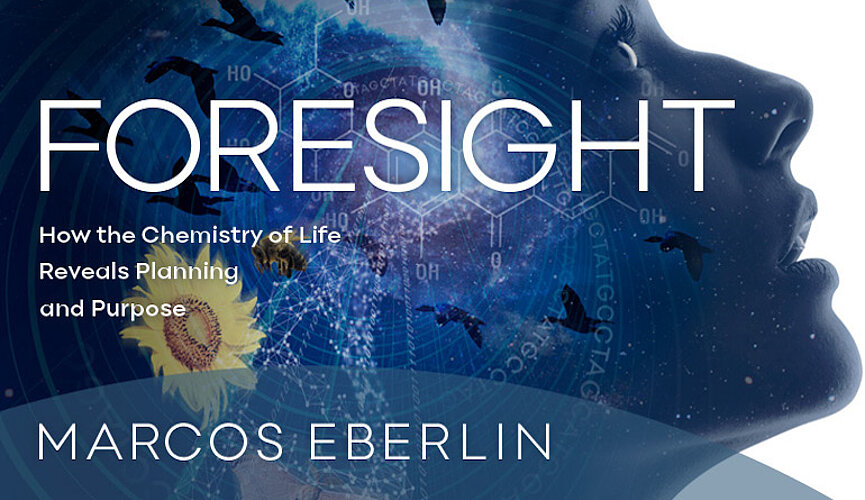Capa do livro foresight - com tons azulados mostrando recortes de figuras humanas, plantas e animais marinhos