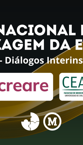 Na imagem está escrito "I Seminário Internacional de Centros de Ensino e Aprendizagem da Educação Superior", além de ter a logo de apoiadores do projeto: CEAT, CEDEA, CREARE e CEA.