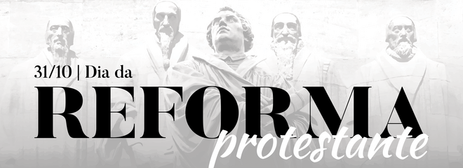 imagem com os pais da Reforma protestante em estátuas imponentes