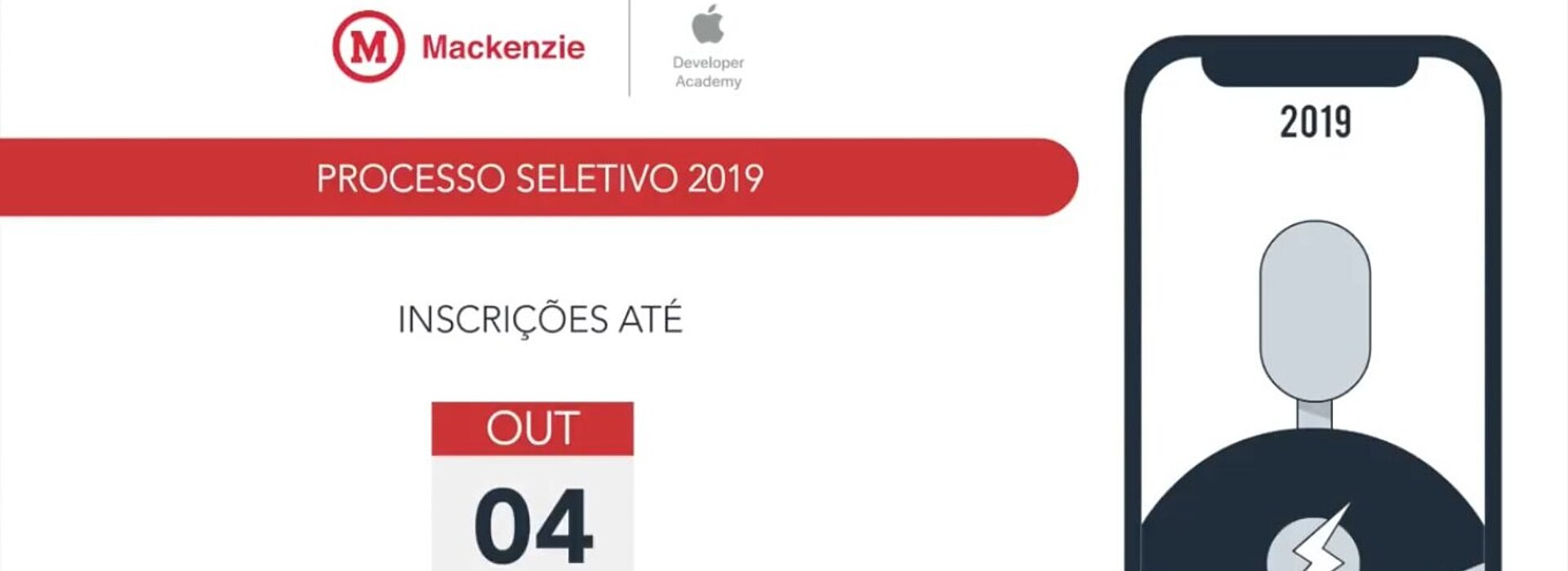 Imagem de um celular com informações a respeito das inscrições para o Apple Academy Developer