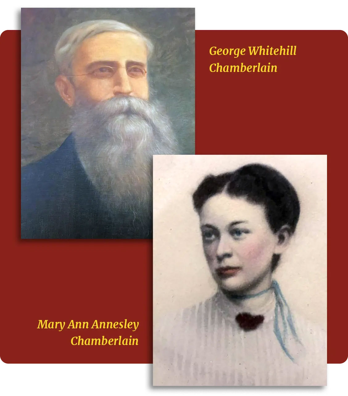 Retratos de George Whitehill Chamberlain e Mary Ann Annesley Chamberlain
